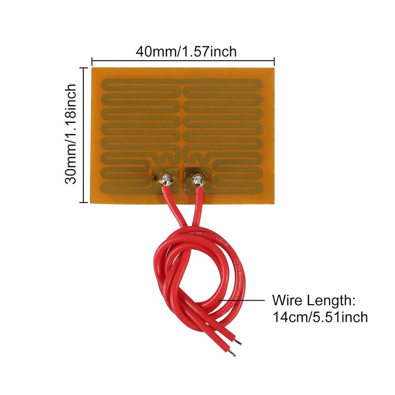 XIITIA 15pcs 30mmx40mm Film Heater Plate Adhesive Pad, PI Heating Elements Film 5V 1W Strip Heater Adhesive Polyimide Heater Plate (5V 1W 30mmx40mm) - Image 2